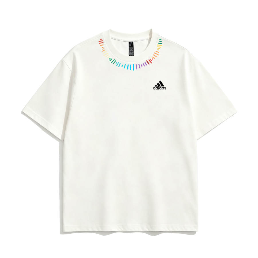 Adidas Adidas MUST HAVES T Shirts Unisex Rainbow Sound Wave Crew Neck Moderate Straight Fit