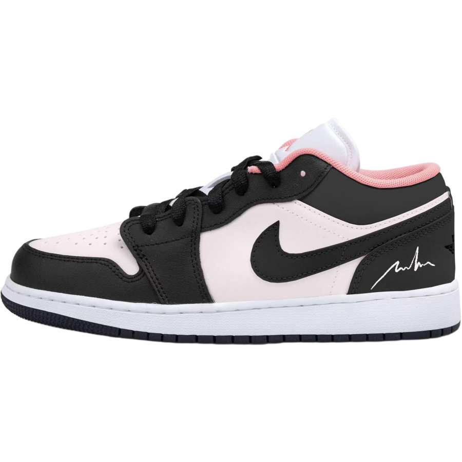 Jordan Jordan Air Jordan 1 Black Powdery Mildew Low top Children's Basketball Shoes White Pink Unisex