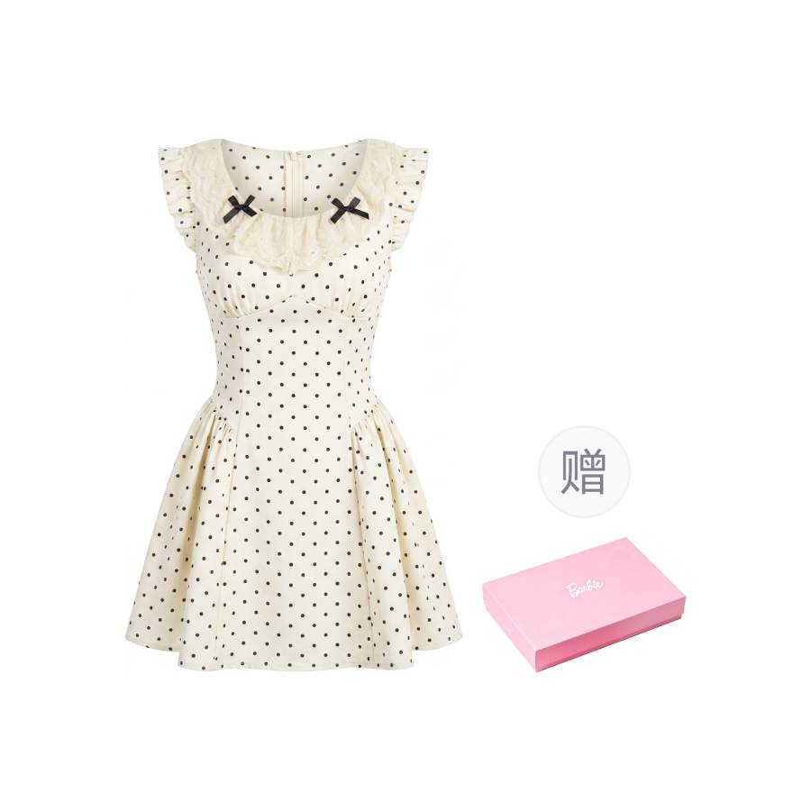 Barbie Short Sleeved Dresses Women's Crew Neck Thin Short Skirt A Line Skirt