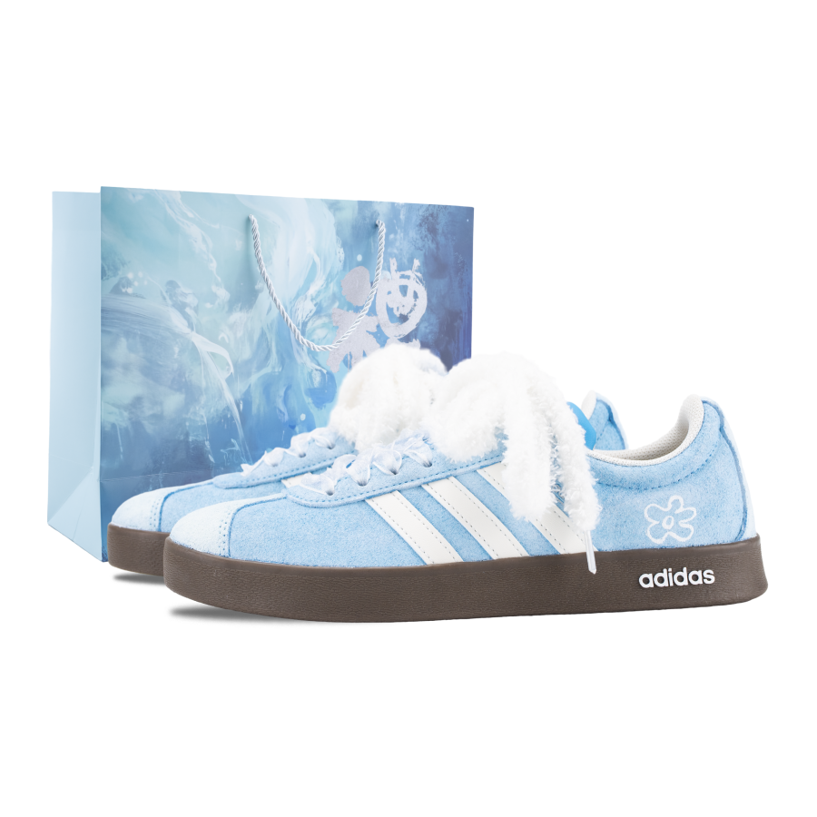 Adidas Adidas VL COURT 2.0 Ice Blue Velvet Abrasion Resistant Low top German Army Trainers Unisex Blue