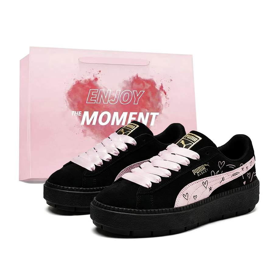 PUMA Platform Trace Platform Suede Abrasion Resistant Breathable Height Increasing Low top Skateboard Shoes