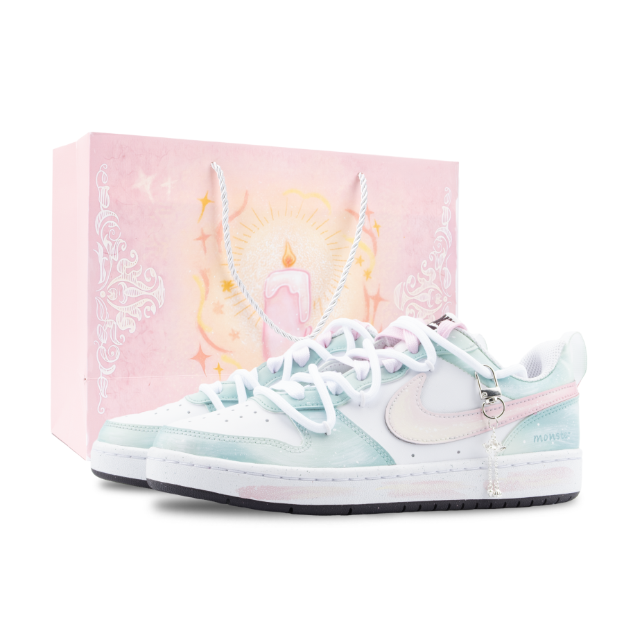 Nike Nike Court Borough Monster Lab, Summer Solstice Wind Lotus Song Low top Skateboard Shoes Women's Pink Blue