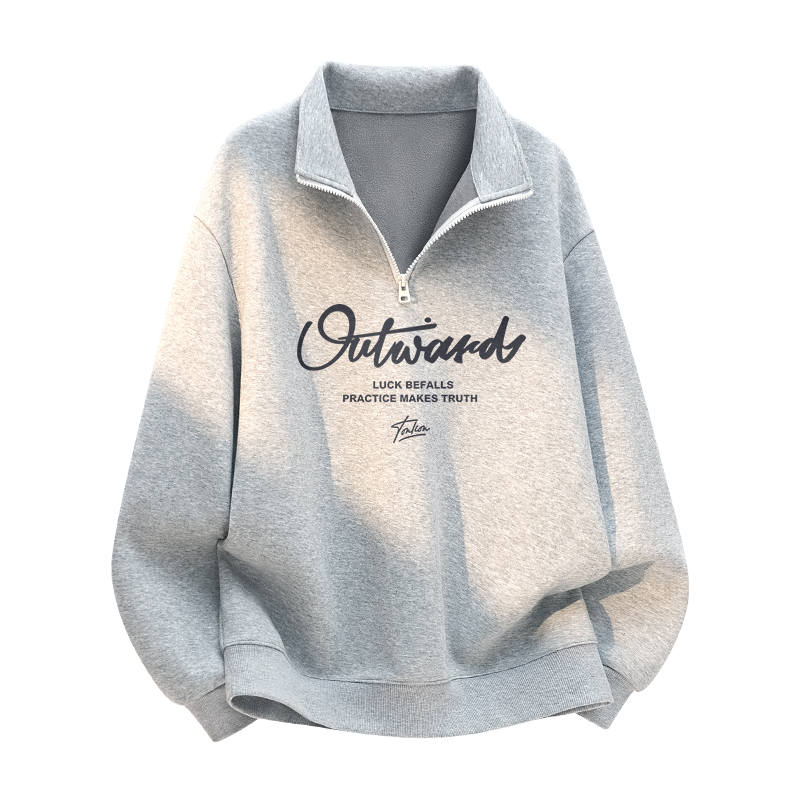 Tonlion Sweatshirts Unisex Stand Collar Moderate Regular