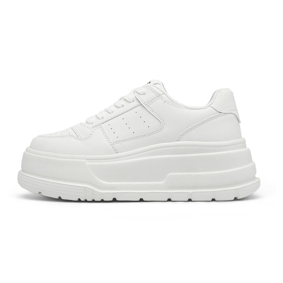 DEERWAY Synthetic Leather Lightweight Breathable Height Increasing Low top Skateboard Shoes Women's White