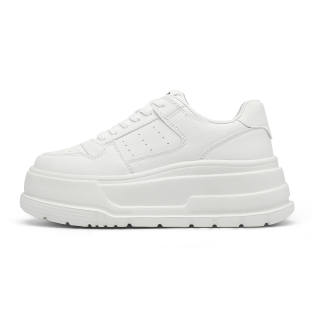 DEERWAY Synthetic Leather Lightweight Breathable Height Increasing Low top Skateboard Shoes Women's White