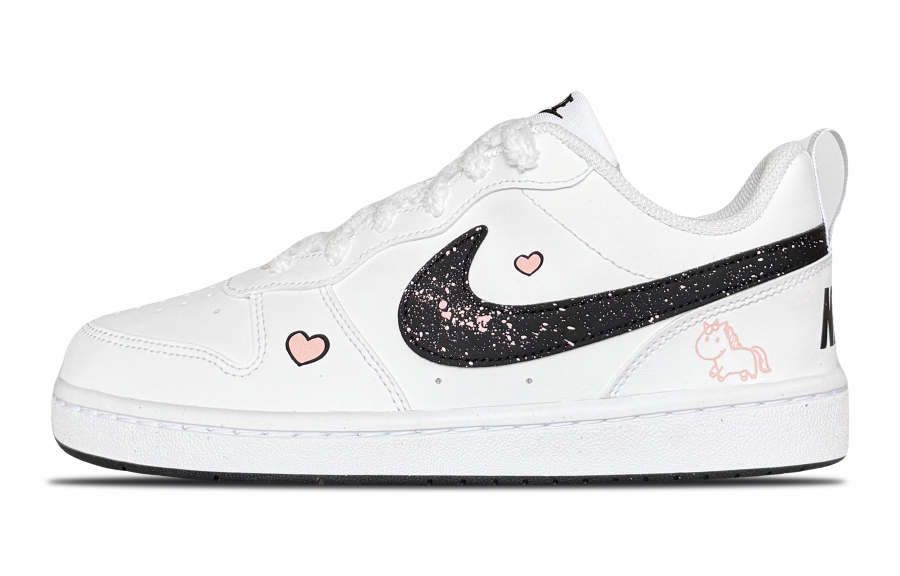 Nike Nike Court Borough Romantic And Playful Synthetic Leather Low top Kids' Skateboarding Shoes White Pink Teenagers