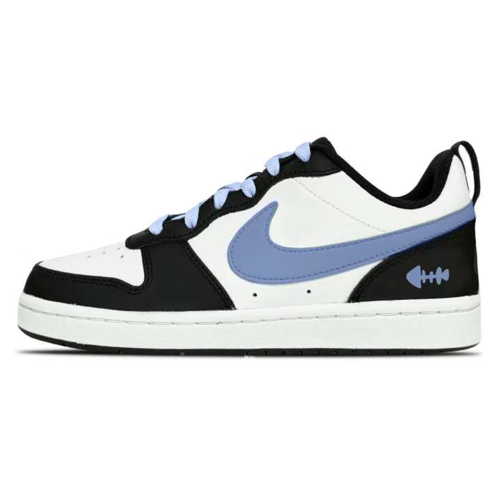 Nike Nike Court Borough Fishbone Synthetic Leather Low top Skateboard Shoes Black Blue Kids'