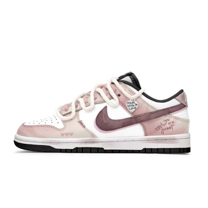 Nike Nike Dunk Rose Flower Cluster Abrasion Resistant Low top Skateboard Shoes Unisex Pink