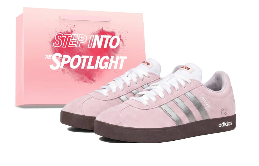 Adidas Adidas Vl Court Classic Light Pink Bear Suede Slip Resistant Abrasion Resistant Low top Skateboard Shoes Unisex
