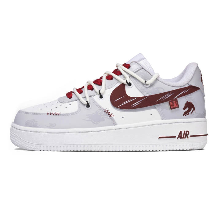 Nike Nike Air Force 1 Ma Yu Ping Sichuan Abrasion Resistant Low top Skateboard Shoes Unisex White Red