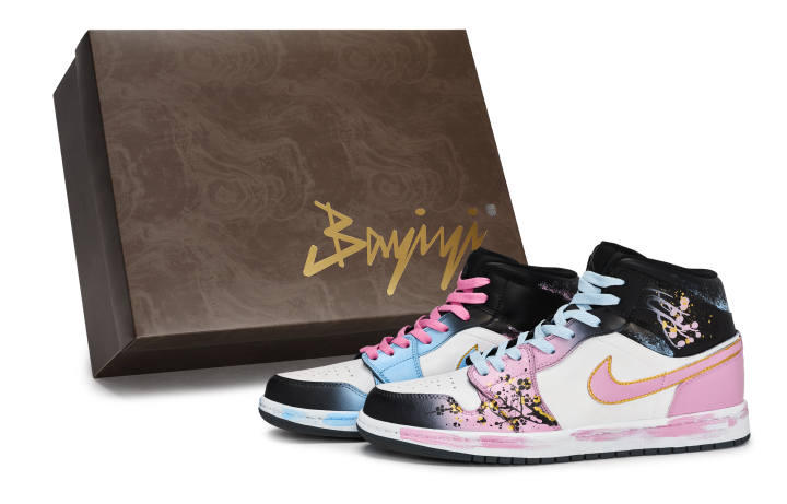 Jordan Jordan Air Jordan 1 811 Manufacturing, Golden Thread Plum Blossom, Special Shoe Box Abrasion Resistant Mid top