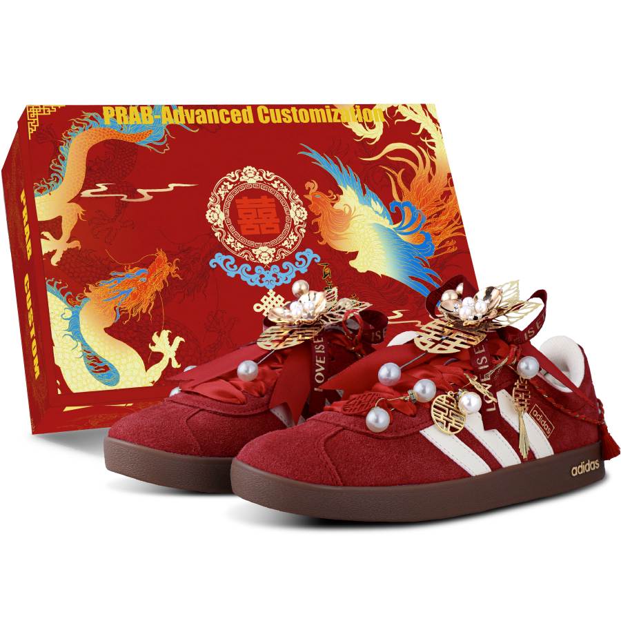 Adidas Adidas Vl Court Classic Wear resistant And Lightweight Low top Skateboard Shoes Unisex Red Gold