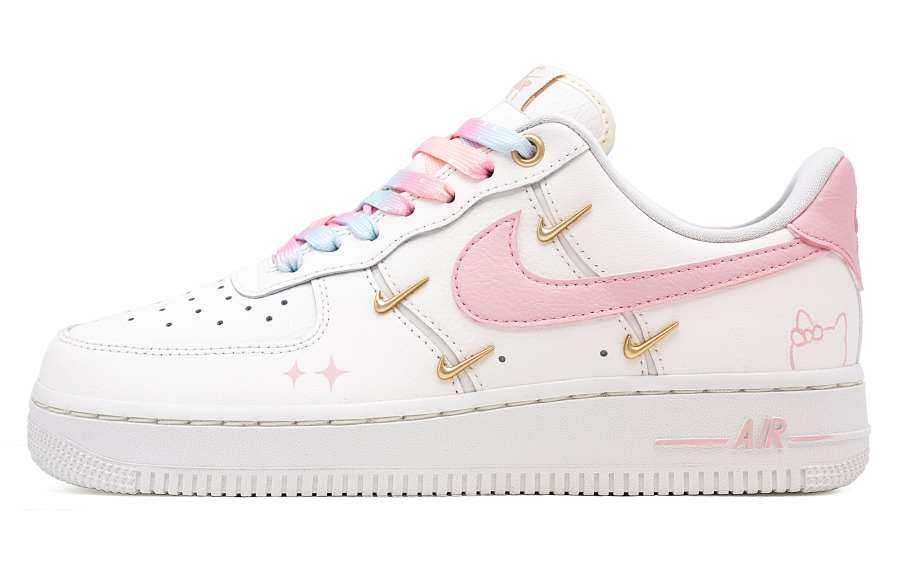 Nike Nike Air Force 1 Romantic Waltz Cushioning, Wear Resistant Low top Skateboard Shoes Women's White Pink