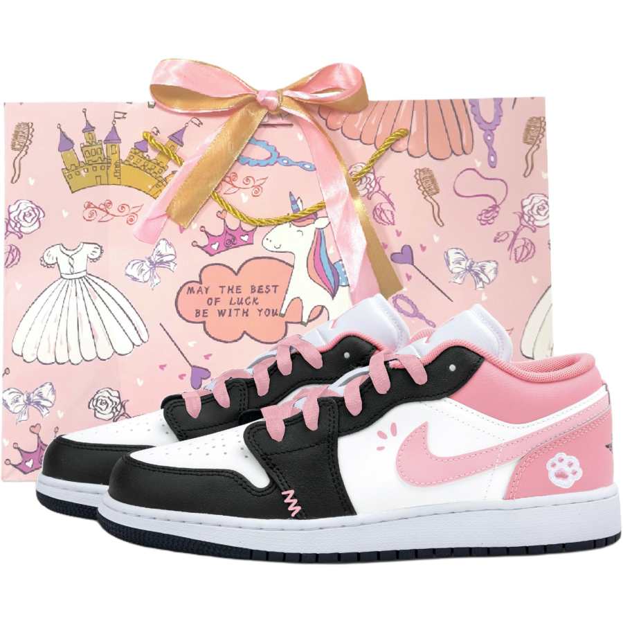 Jordan Jordan Air Jordan 1 Low top Children's Basketball Shoes White Pink Unisex