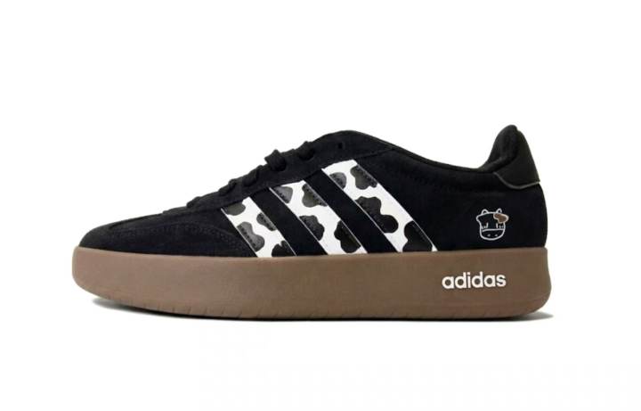 Adidas Custom Adidas BARREDA Walking Planet, Mengmeng Cow Low top German Army Trainers Unisex Black White