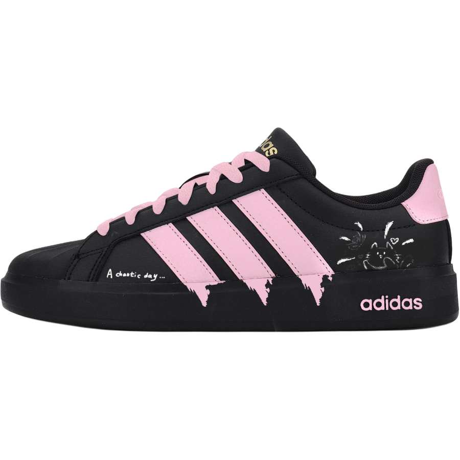 Adidas Adidas Street Talk Black Pink Cat Synthetic Leather Low top Kids' Skateboarding Shoes Pink Teenagers
