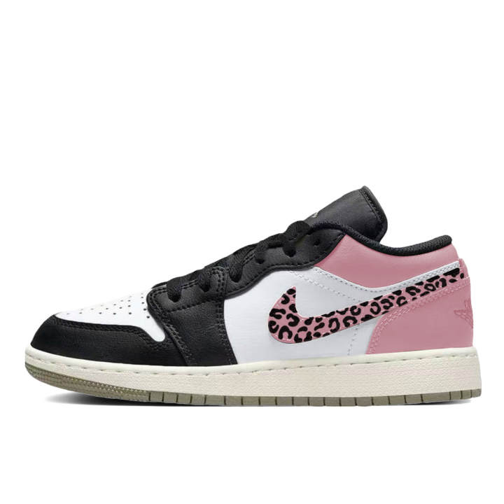 Jordan Jordan Air Jordan 1 Leopard Wing Pink Synthetic Leather, Leather Slip Resistant Abrasion Resistant Low top