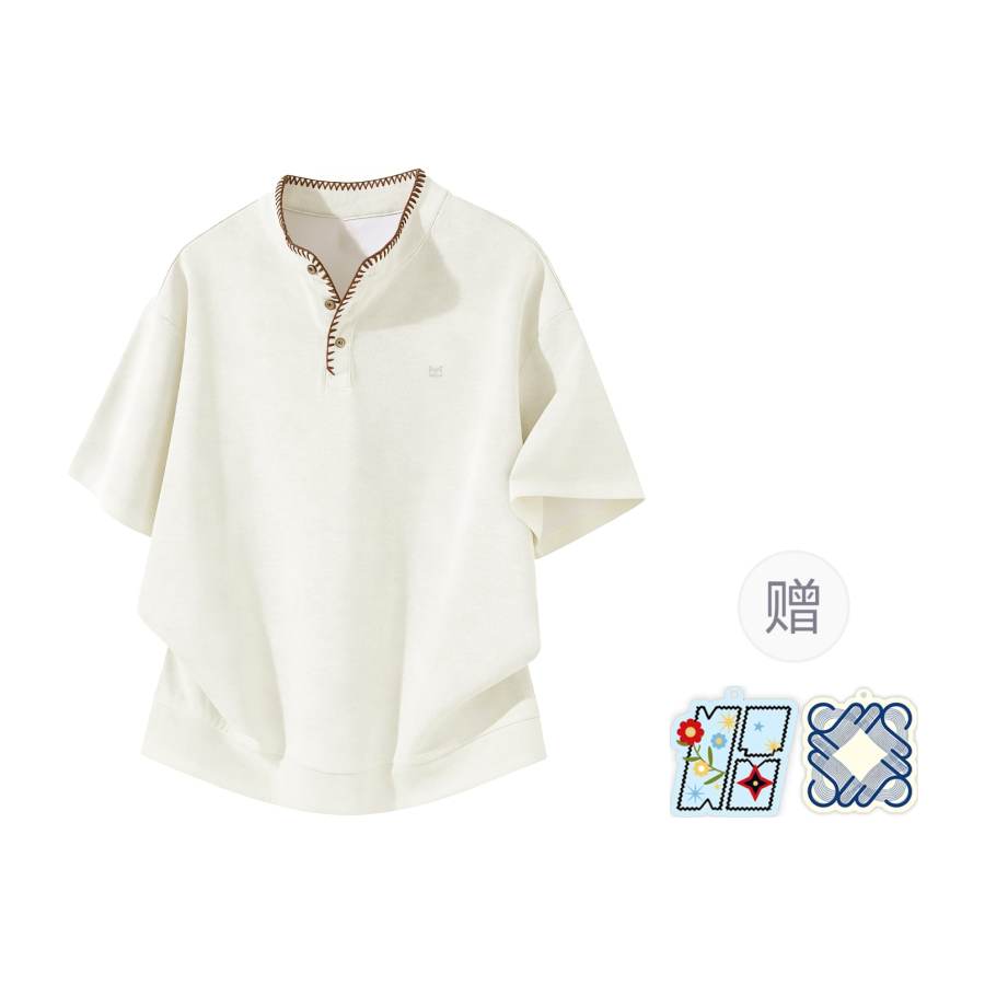 MIIOW T Shirts Women's Henry Collar Thin Straight Fit
