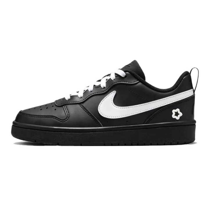 Nike Nike Court Borough 2 Leather Thermal Height Increasing Low top Skateboard Shoes Black Silver Kids'