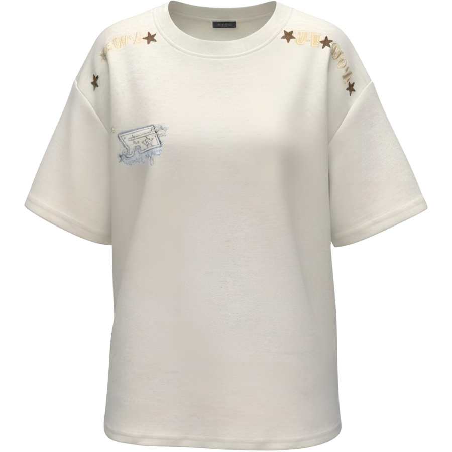 CHARM GLOW T Shirts Women's Crew Neck Thin Straight Fit