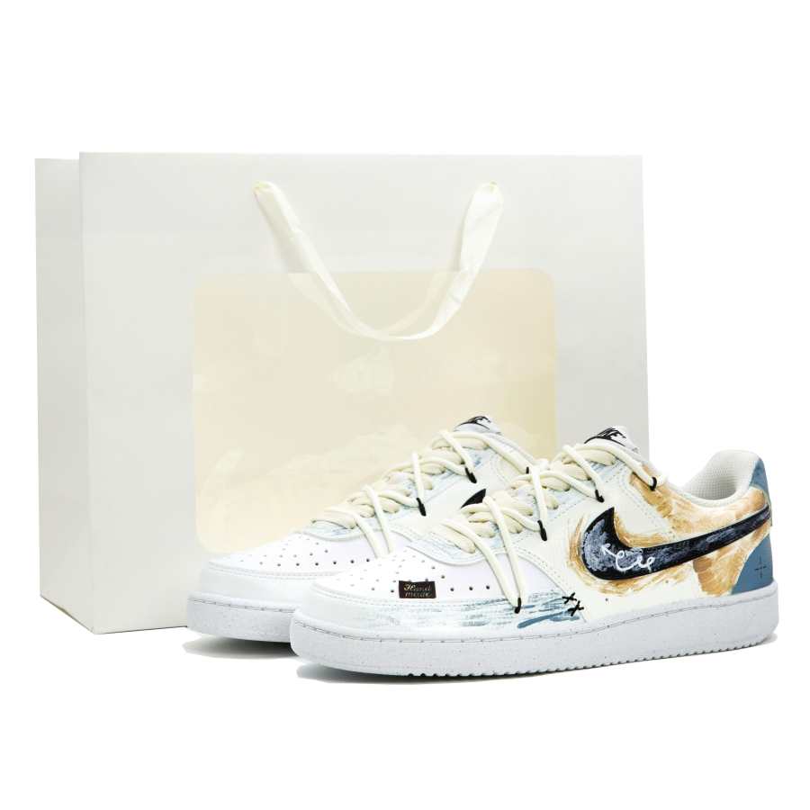 Nike Nike Court Vision 1 Comfortable, Versatile, Trendy Low top Skateboard Shoes Unisex Blue White