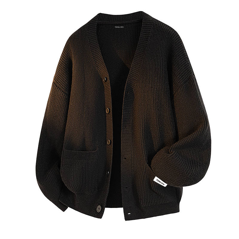 Tonlion Knitwear Unisex V Neck Thickened Cardigan