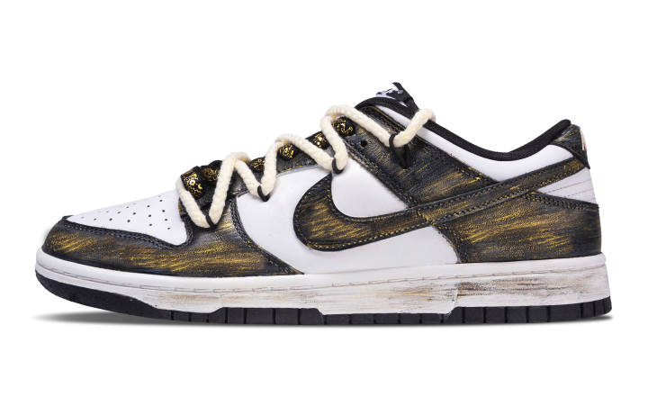 Nike Nike Dunk Black Gold Era Cushioning Low top Skateboard Shoes Men's Black White Gold