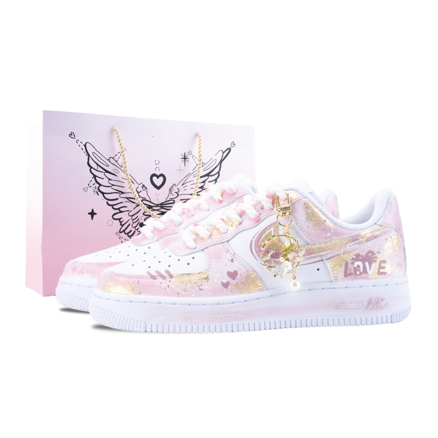 Nike Nike Air Force 1 Golden Branch Moonlight 2.0 Abrasion Resistant Low top Skateboard Shoes Unisex Gold Powder