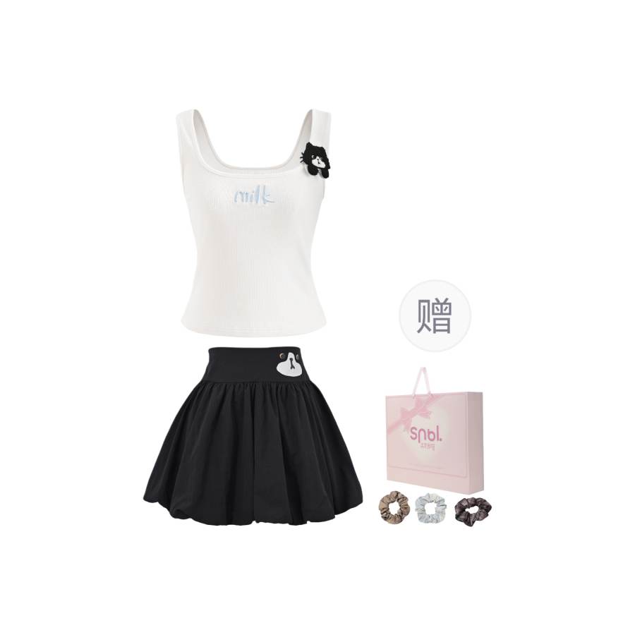 SNBL Two Piece Skirt Sets Women's Camisole Moderate Short Skirt