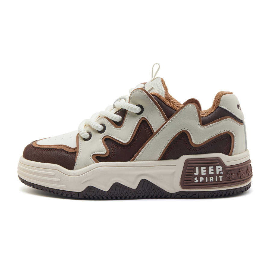 JEEP SPIRIT Leisure Collection Abrasion Resistant Height Increasing Cushioning Low top Skateboard Shoes Men's Brown