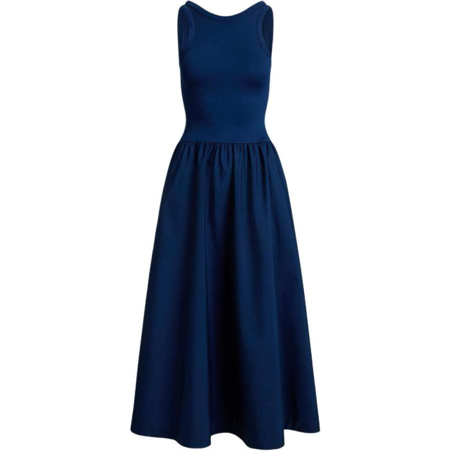 Polo Ralph Lauren Short Sleeved Dresses Women's Dark Blue Crew Neck Moderate Long Skirt A Line Skirt
