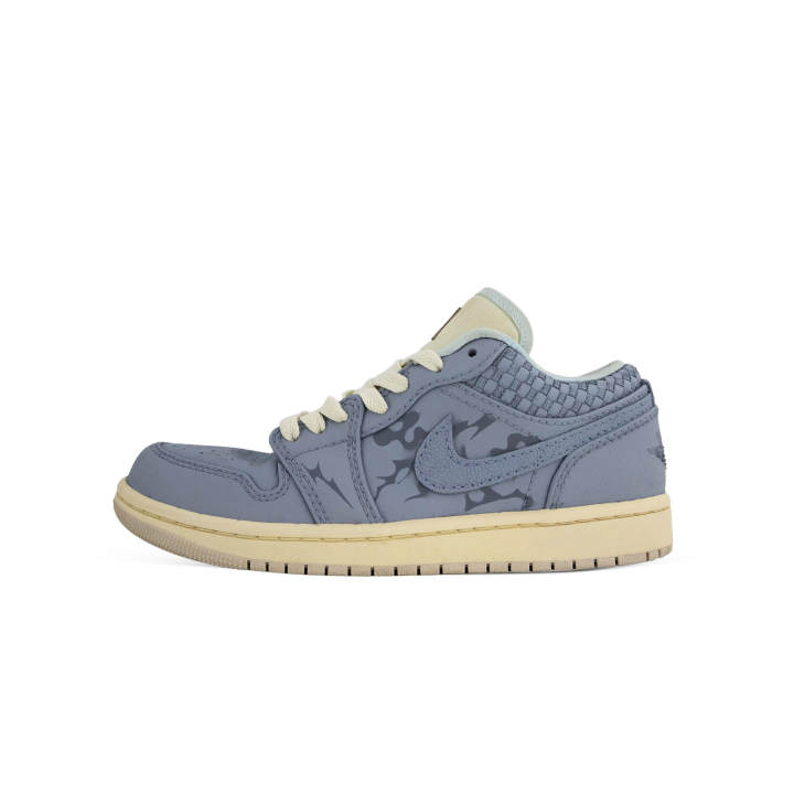 Jordan Jordan Air Jordan 1 Misty Blue Woven Texture Leather Minimalist Fashion Abrasion Resistant Low top