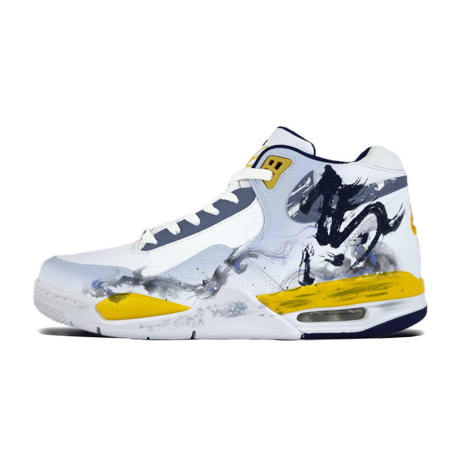 Nike Nike Flight Legacy Ink Wash Character 'Ma' Wrapping, Wear Resistant And Non Slip Mid top Basketball Shoes Men's