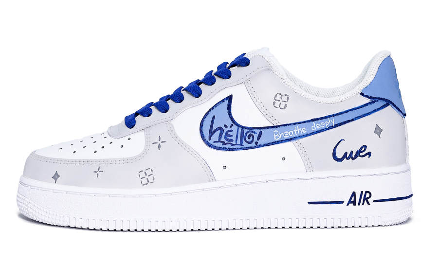 Nike Nike Air Force 1 Abrasion Resistant Low top Skateboard Shoes Men's Blue White