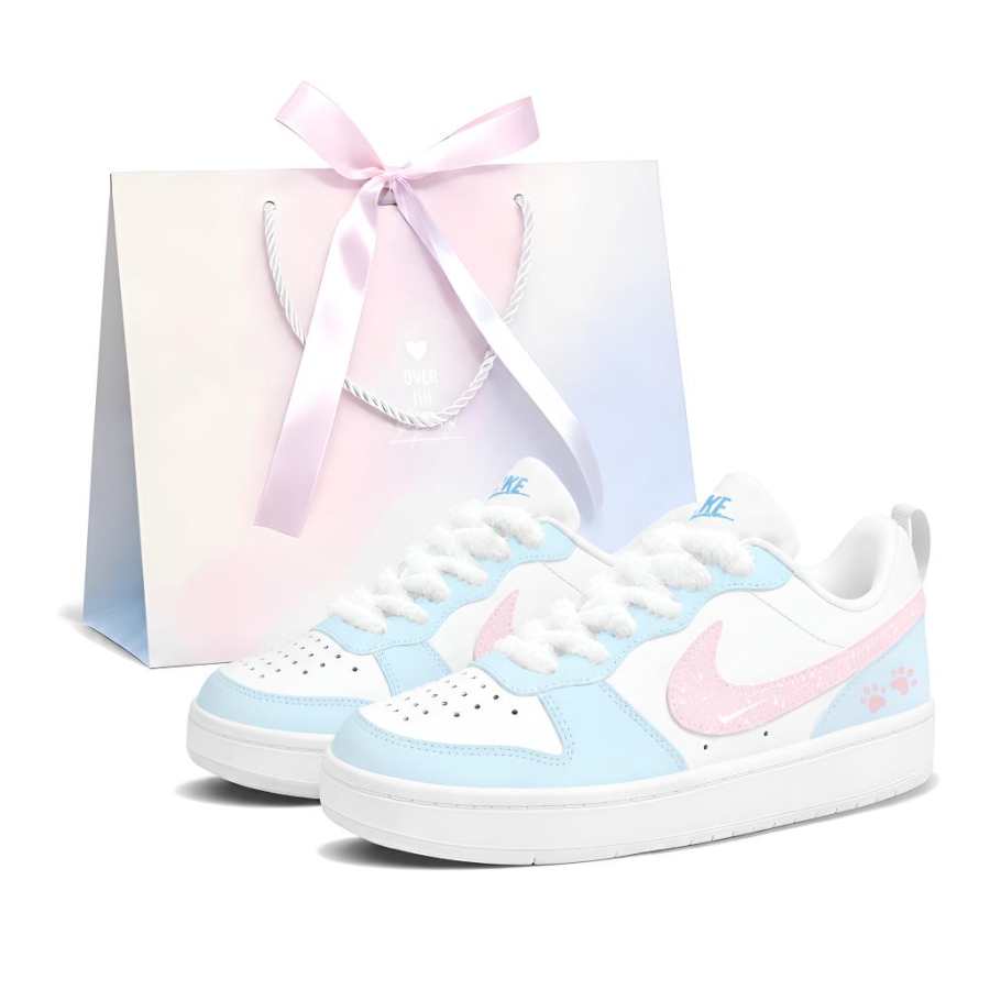 Nike Nike Court Borough 2 Slip Resistant Abrasion Resistant Low top Skateboard Shoes Women's Blue Pink