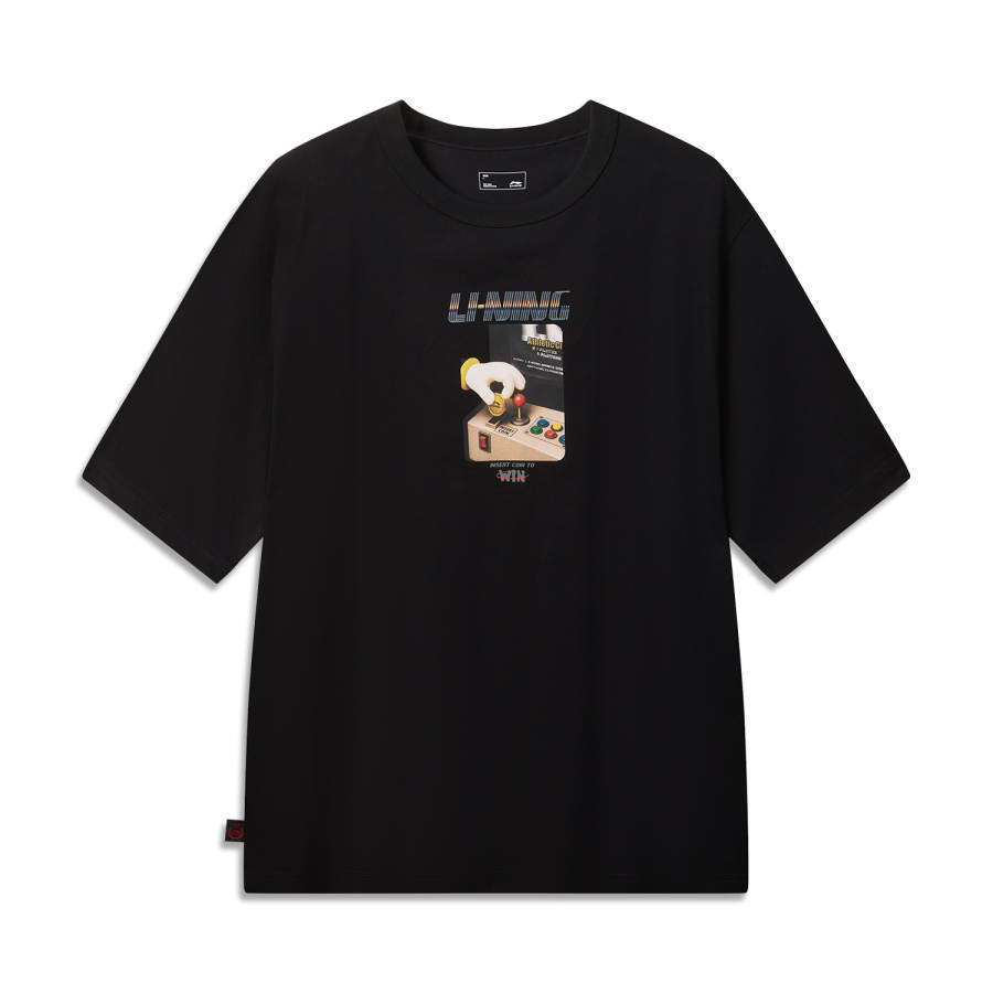 Li-Ning Li Ning Sports Life Collection T Shirts Unisex Black Crew Neck Moderate Straight Fit