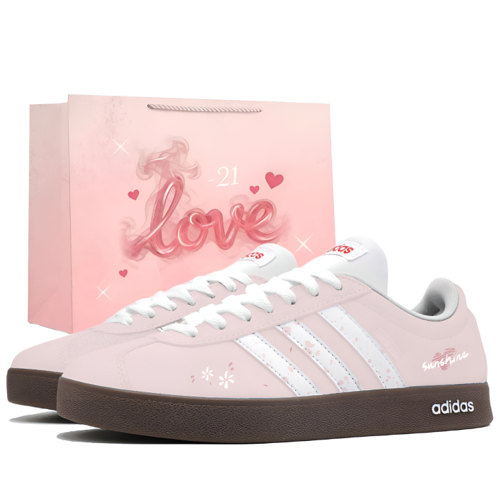 Adidas Adidas Vl Court Classic German Army Trainers Unisex Low Top Pink
