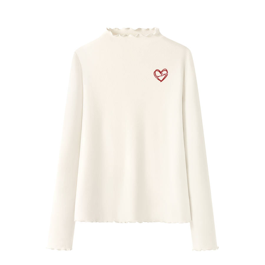 Tonlion T Shirts Women's Half Turtleneck Moderate Straight Fit