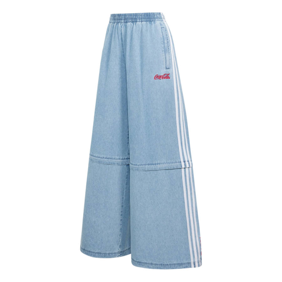 Adidas Originals X Coca Cola ADILENIUM Jeans Women's Light Denim Blue Moderate Wide Leg Pants