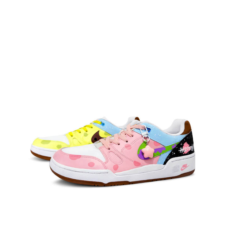 Nike Nike Full Force Star Baby Mismatched Cushioning Abrasion Resistant Lightweight Skateboard Shoes Men's Yellow Pink