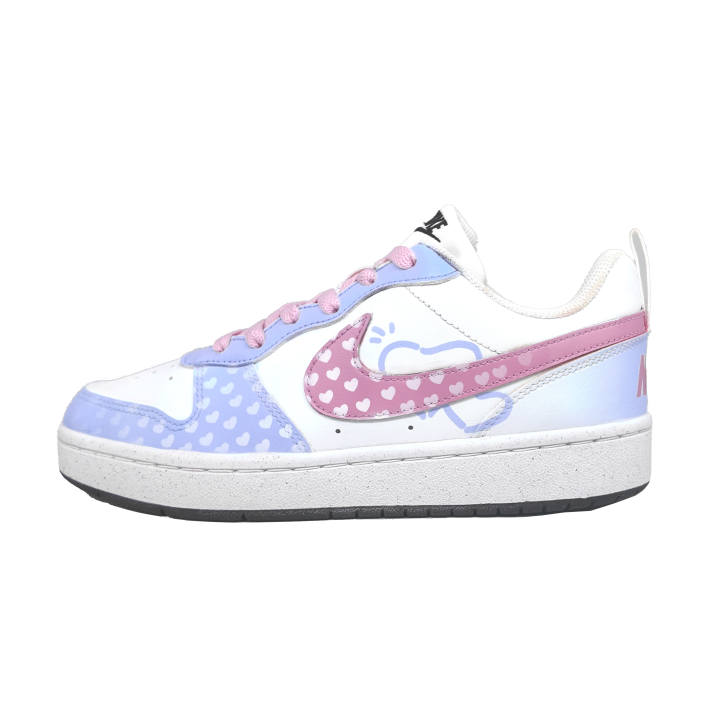 Nike Nike Court Borough Skateboard Shoes Unisex Low Top White Blue Alternating, Pink