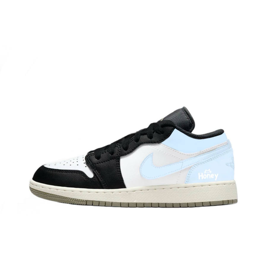 Jordan Jordan Air Jordan 1 Soufflé Slip Resistant Abrasion Resistant Low top Children's Basketball Shoes Light Blue Unisex
