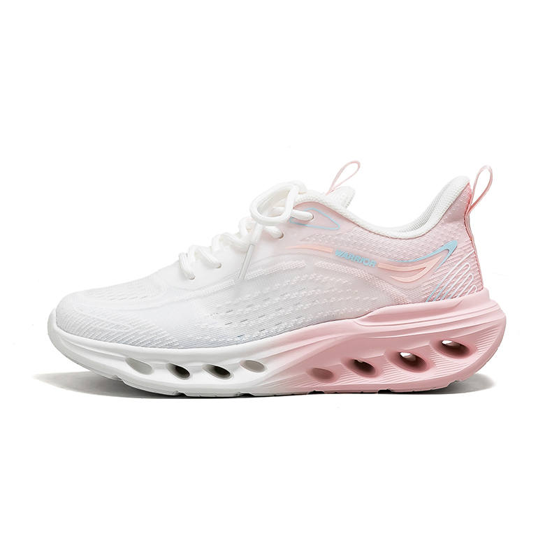 Warrior Cushioning Abrasion Resistant Lightweight Breathable Low top Running Shoes Women's White Pink