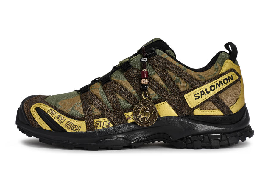 SALOMON XA PRO 3D Low top Running Shoes Unisex Dark Green Brown Gold