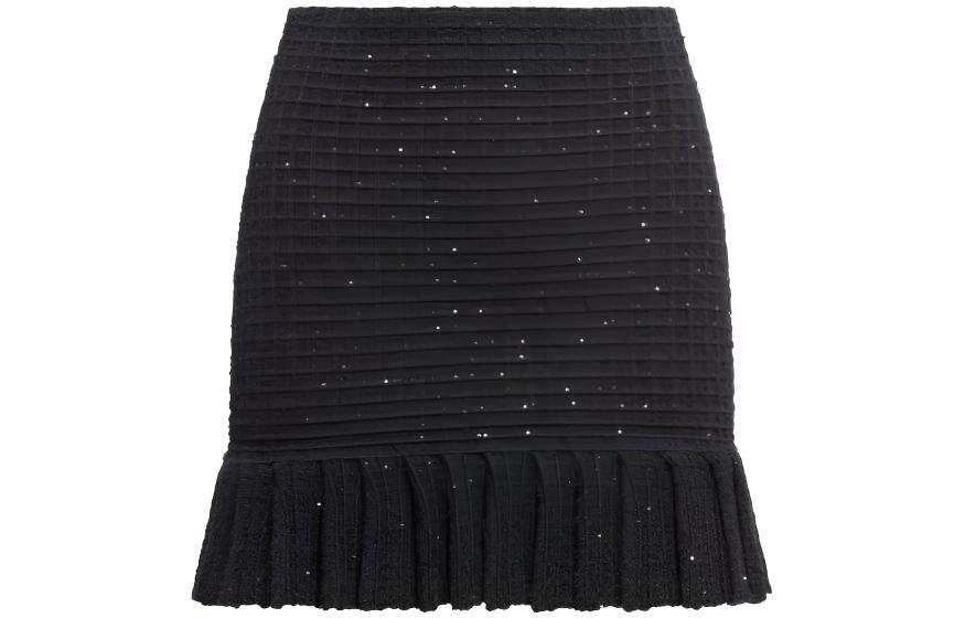 Self-portrait Self portrait Embellished Pleated Knit Mini Skirt