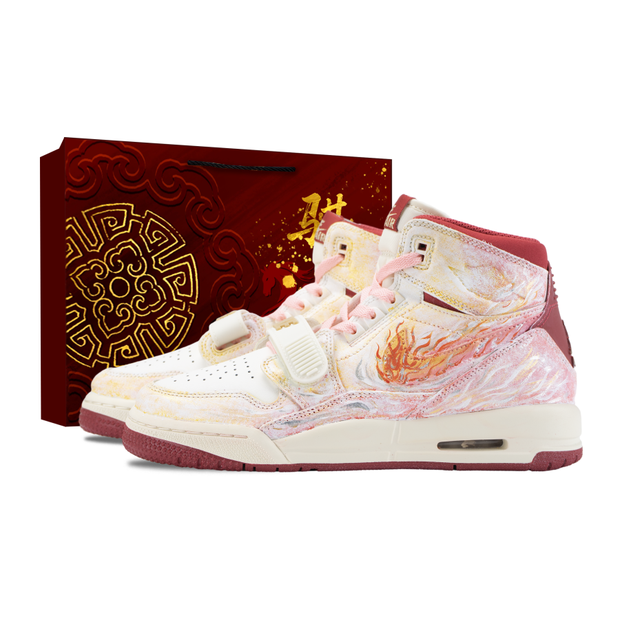 Jordan Jordan Legacy 312 Crimson Flame Steed High top Children's Basketball Shoes Red White Gold Unisex