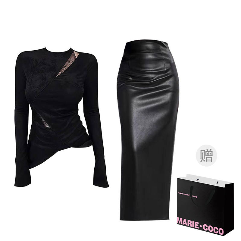 MARIE·COCO Two Piece Skirt Sets Women's Crew Neck Moderate Long