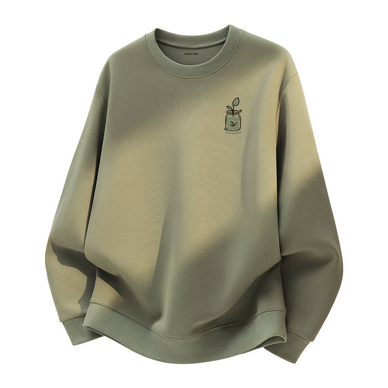 Tonlion Sweatshirts Unisex Crew Neck Moderate Regular
