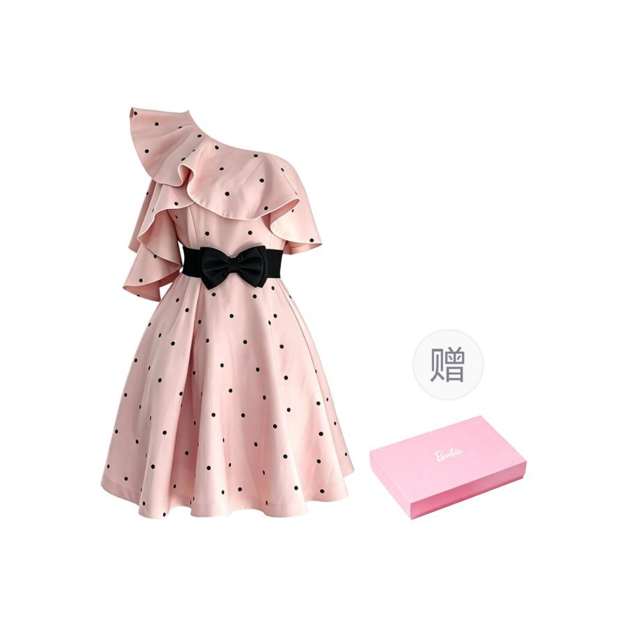 Barbie Sleeveless Dresses Women's Asymmetrical Shoulder Moderate Short Skirt