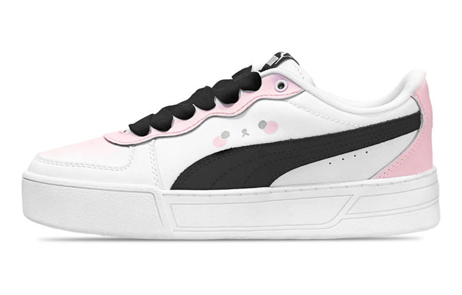 PUMA Skye Shy Bear Leather Low top Skateboard Shoes Women's Black White Pink